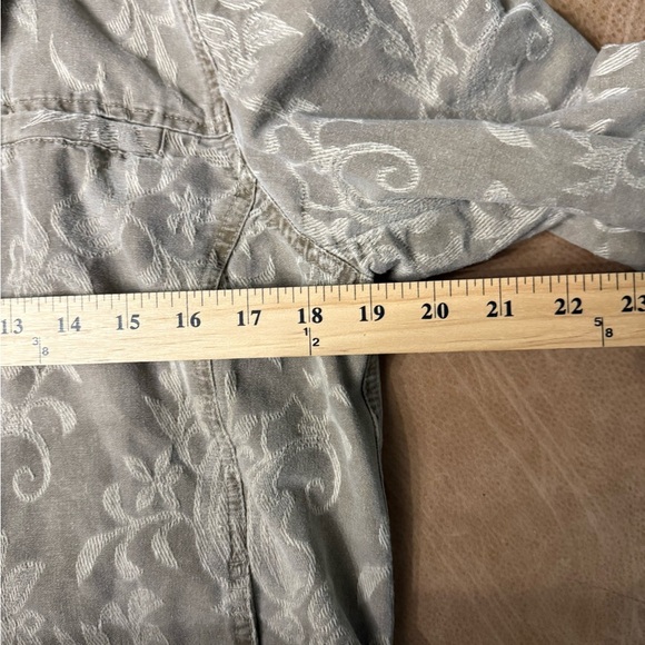 Denim & Co. Khaki Green Floral Jean Jacket Women’s Size Size Large - Picture 5 of 7